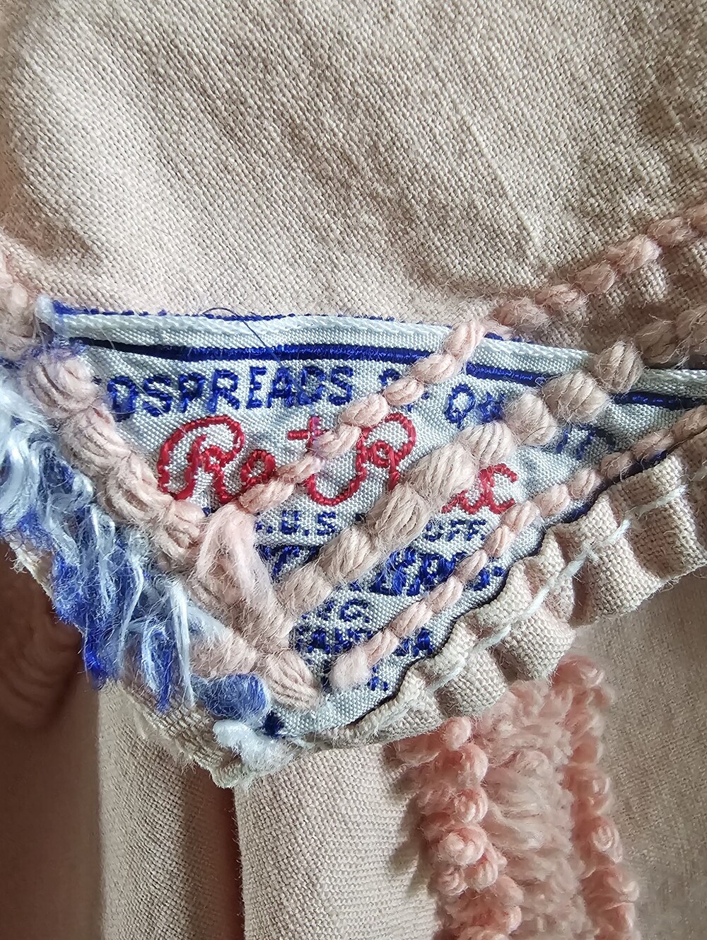 Vintage Retrac Embroidered Floral Bedspread - Rare Pink - Picture 2 of 10